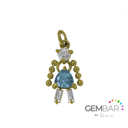 Dije Niña Plata con baño de oro 14k amarillo  [Personalizado] Sancjewelry