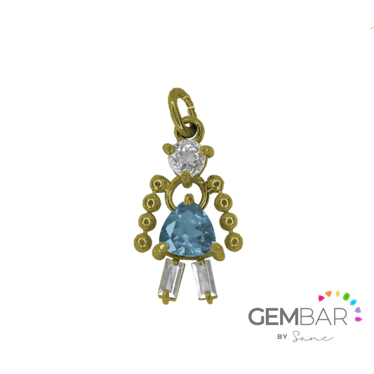 Dije Niña Plata con baño de oro 14k amarillo  [Personalizado] Sancjewelry