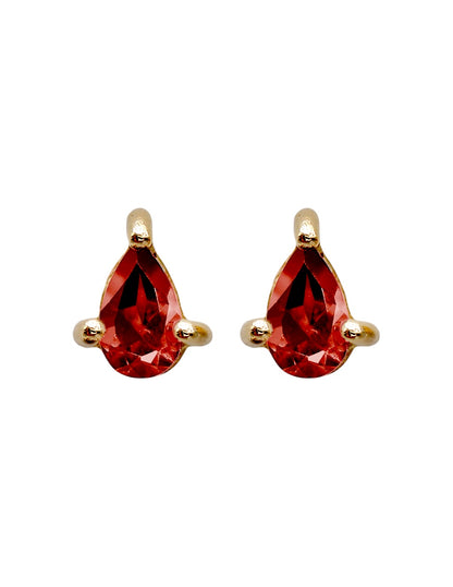 Aretes gota plata granate