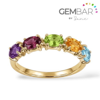 Anillo Bea plata con baño de oro de 14k [Personalizado] Sancjewelry