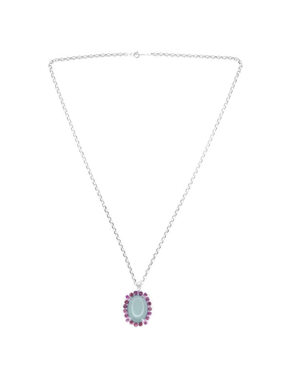 Collar Raquel Calcedonia Azul y Rodolitas