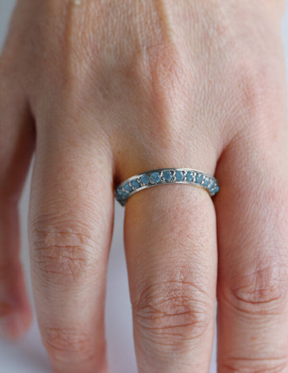 Media Churumbela Inclinada con Topacio Azul plata Sancjewelry