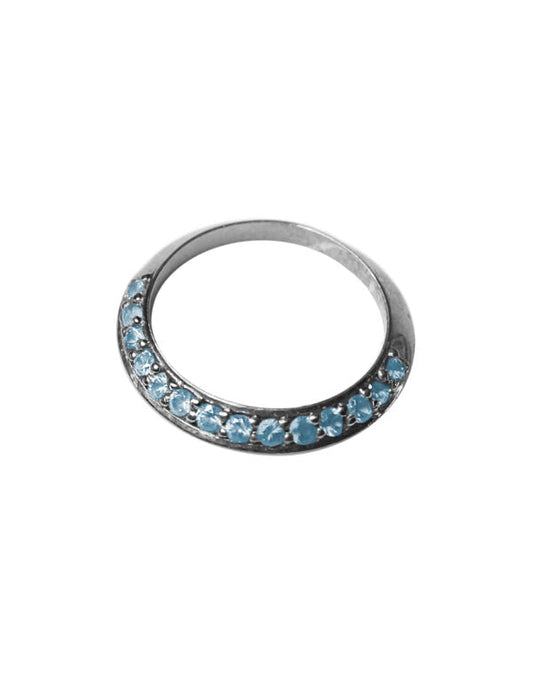 Media Churumbela Inclinada con Topacio Azul plata Sancjewelry