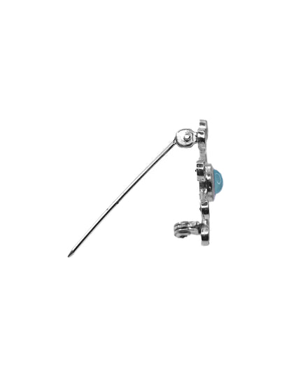 Pin Sol de plata con calcedonia azul y mix de piedras naturales SancJewelry