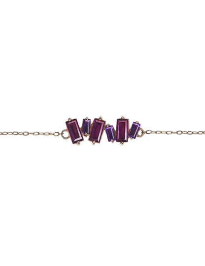 Pulsera Baguette Oro con Amatista y Rodolita Sancjewelry