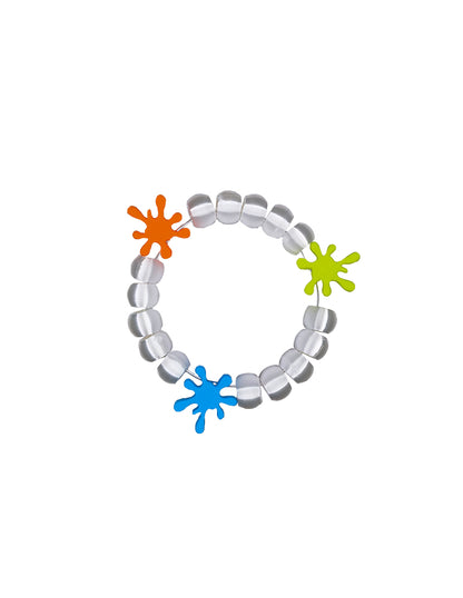 Pulsera con charms en formas splash colores naranja, verde limon y azul
