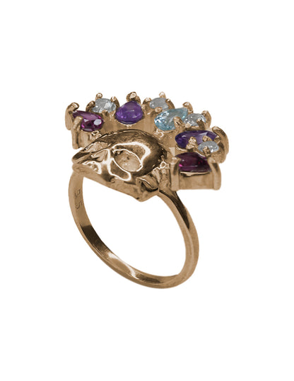 Anillo Catrina plata baño de oro Sancjewelry