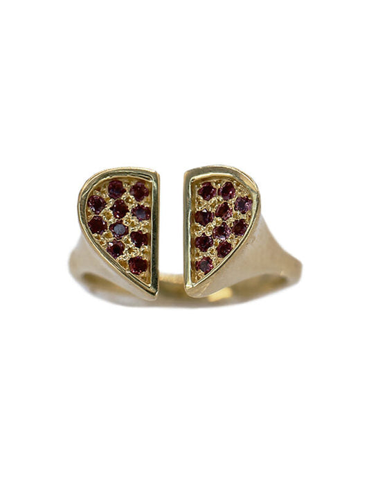 Anillo Corazón Partido Con Rodolitas SancJewelry