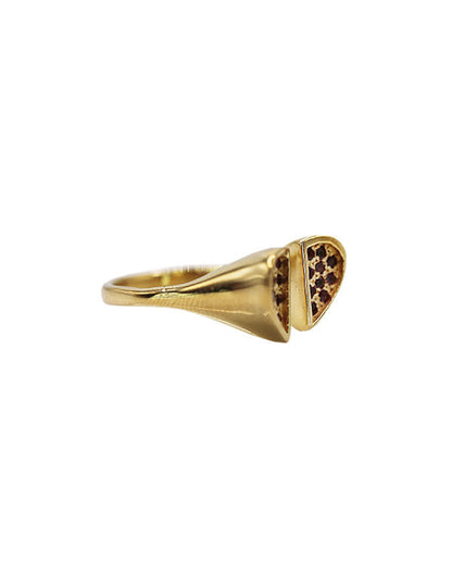 Anillo Corazón Partido Con Rodolitas SancJewelry