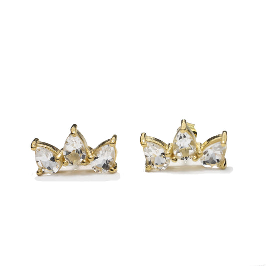 Aretes Gotas Topacios Blancos
