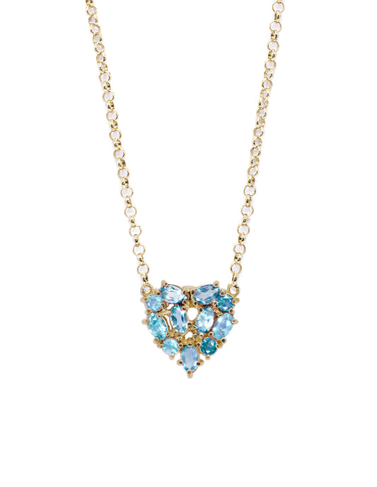 Collar Mini Corazón Topacio Azul