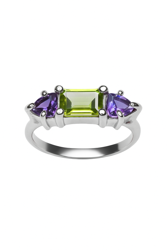 Anillo Clara Amatista y peridoto Sancjewelry 