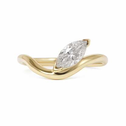 Anillo Compromiso Onda Marquise Oro Amarillo Sancjewelry