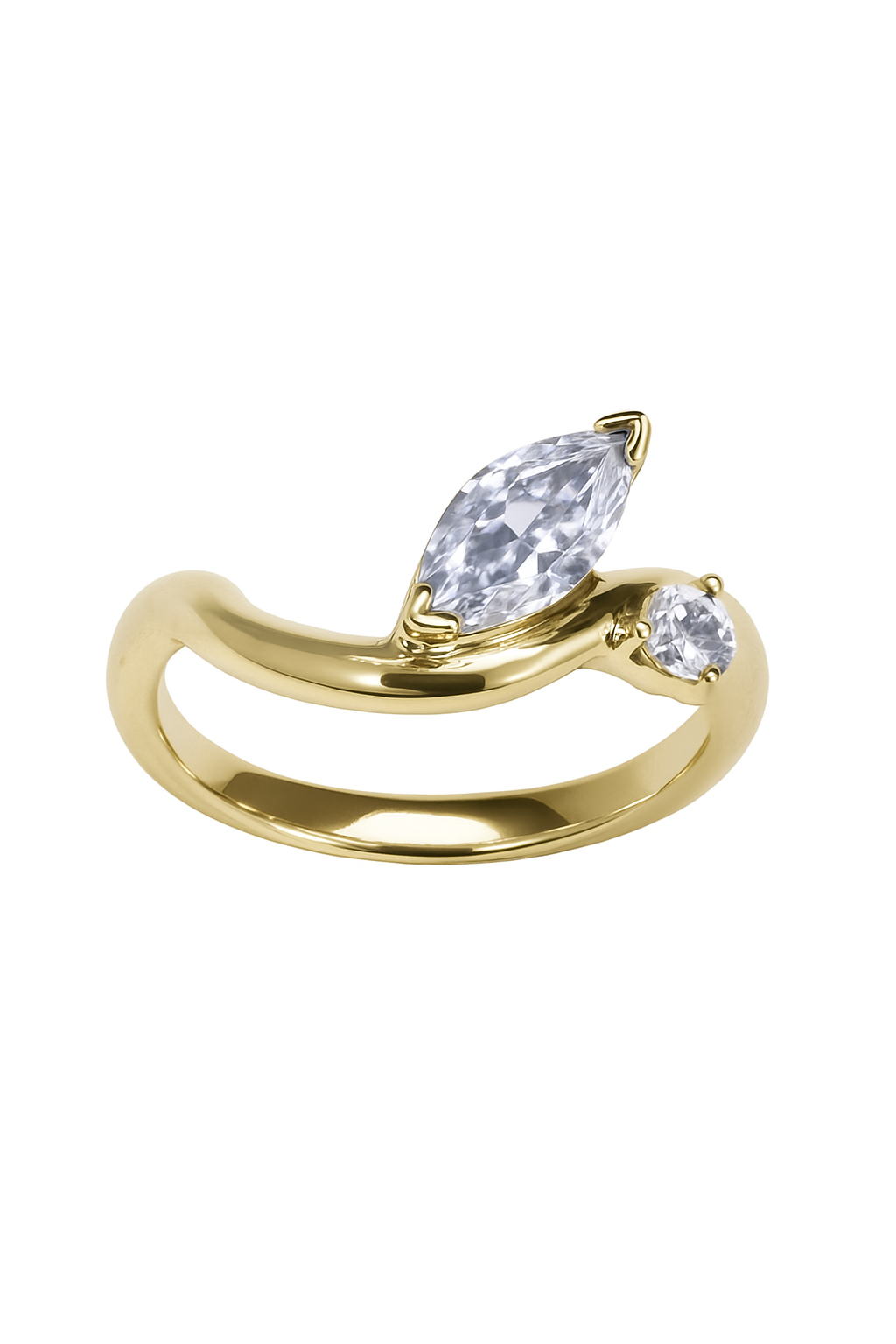 Anillo Compromiso Onda Marquise 2 oro amarillo Sancjewelry
