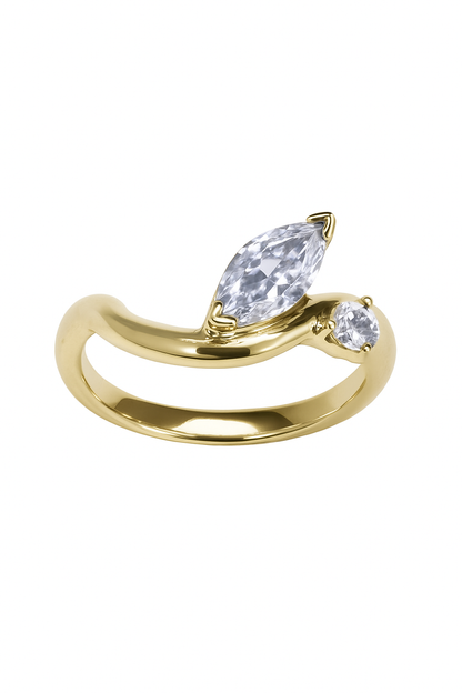 Anillo Compromiso Onda Marquise 2 oro amarillo Sancjewelry