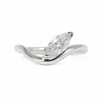 Anillo Compromiso Onda Marquise Oro Blanco Sancjewelry