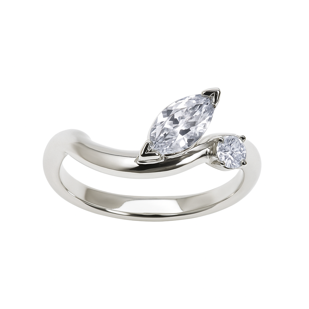 Anillo Compromiso Onda Marquise Oro blanco Sancjewelry