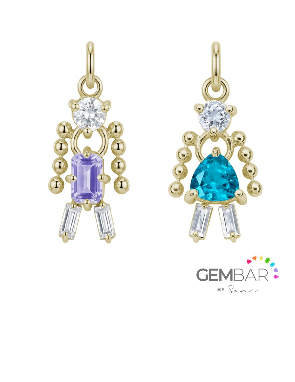 Dije Niña y Niño en  Plata .925 con baño de oro 14k amarillo  [Personalizado] Sancjewelry