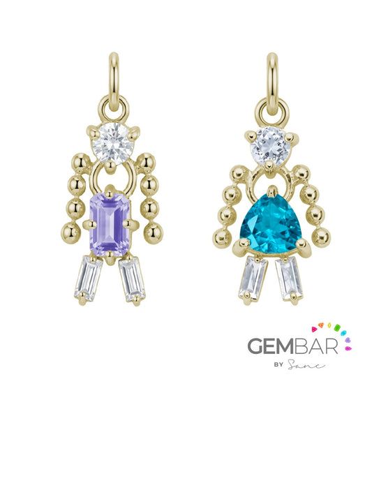 Dije Niña y Niño en  Plata .925 con baño de oro 14k amarillo  [Personalizado] Sancjewelry